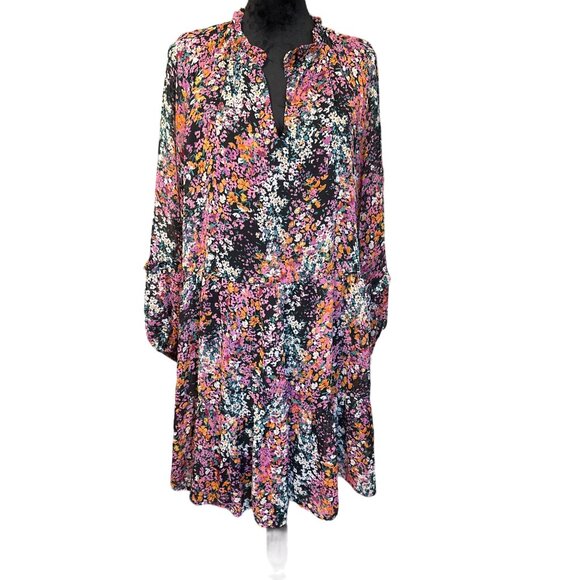 💖Vince Camuto XXL Floral Print Dress With Ruffle Collar & Long Sleeves - Picture 3 of 8